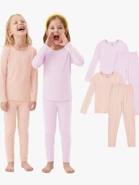 PurComfy Super Soft 4-Piece Pajama Set 3T Bamboo Viscose Long Sleeve Sleepwear..